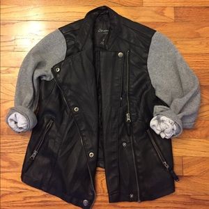 Jersey pleather jacket.