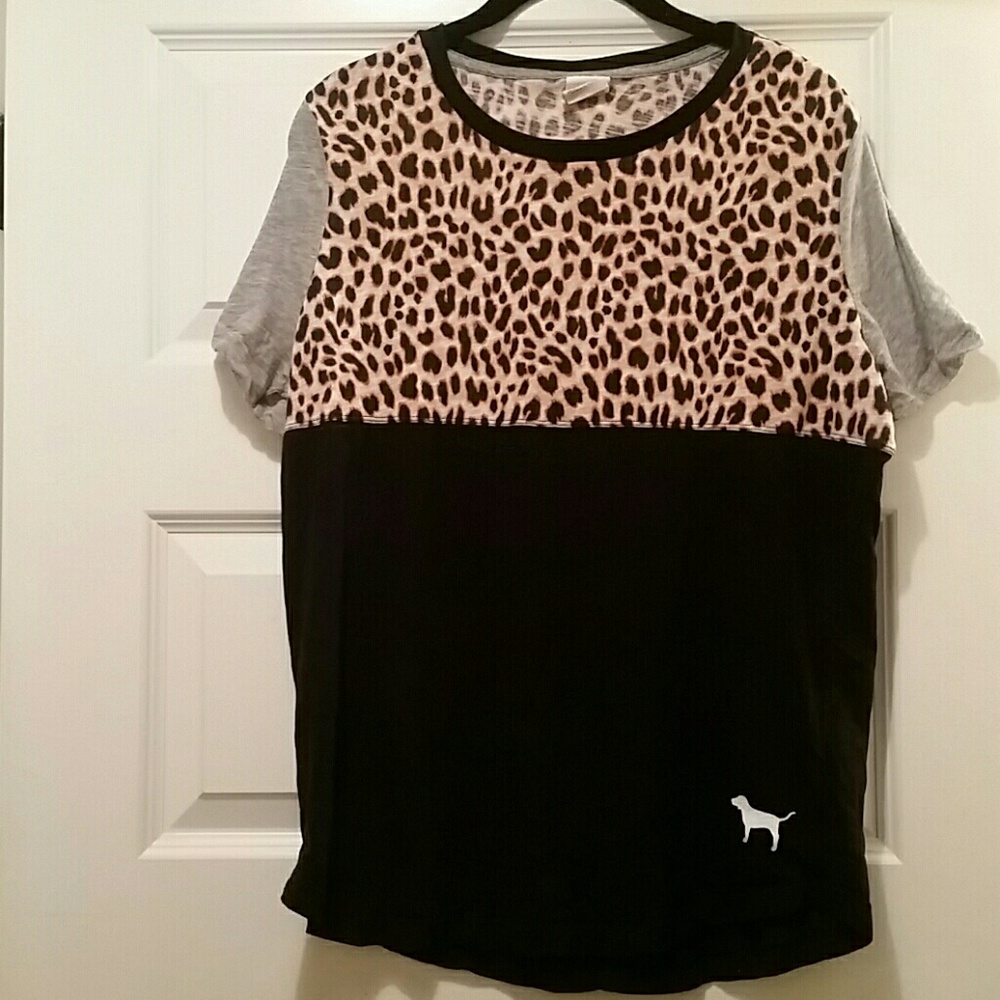 Victoria Secret print top with grey short sleeves