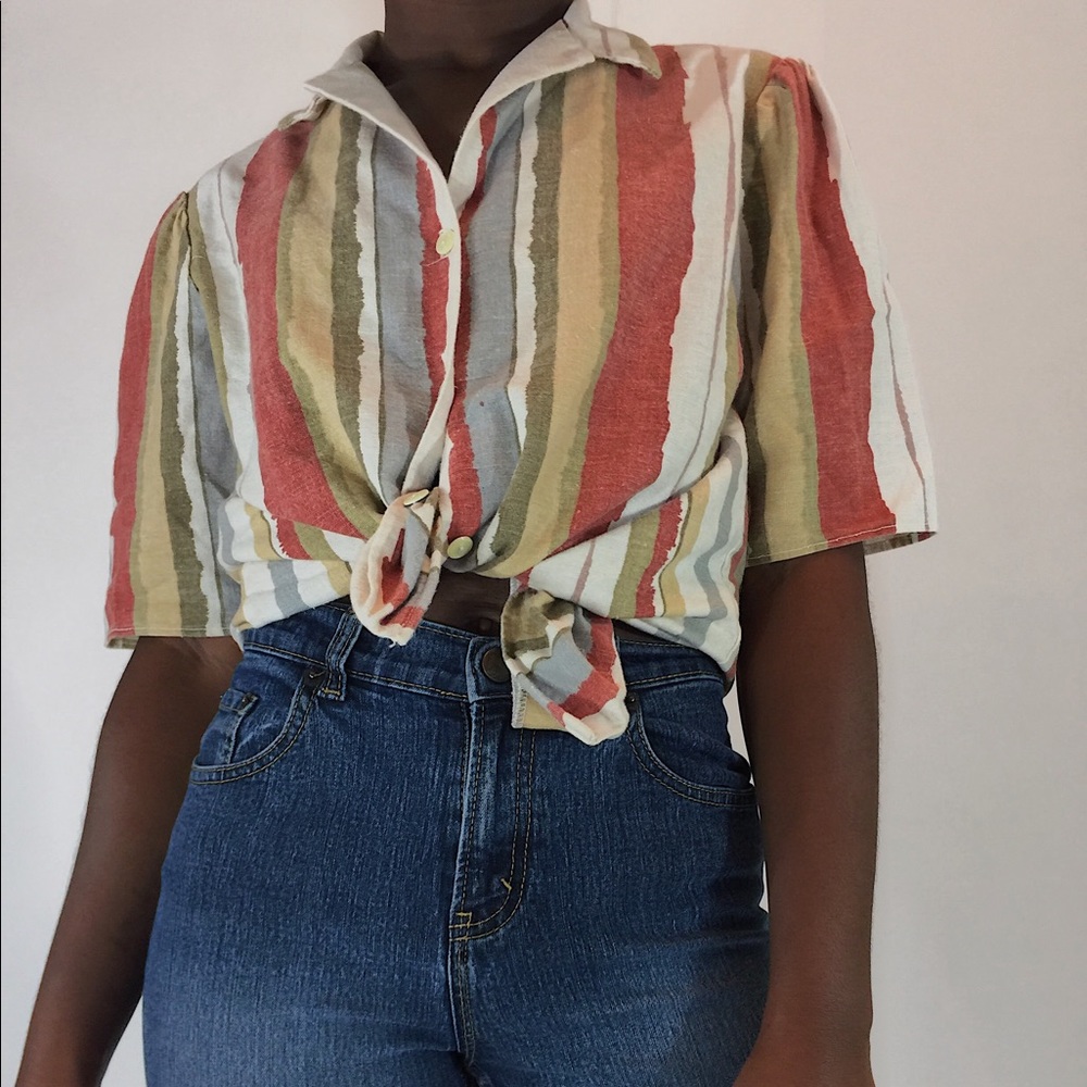 Striped contemporary linen shirt size 4 - 8