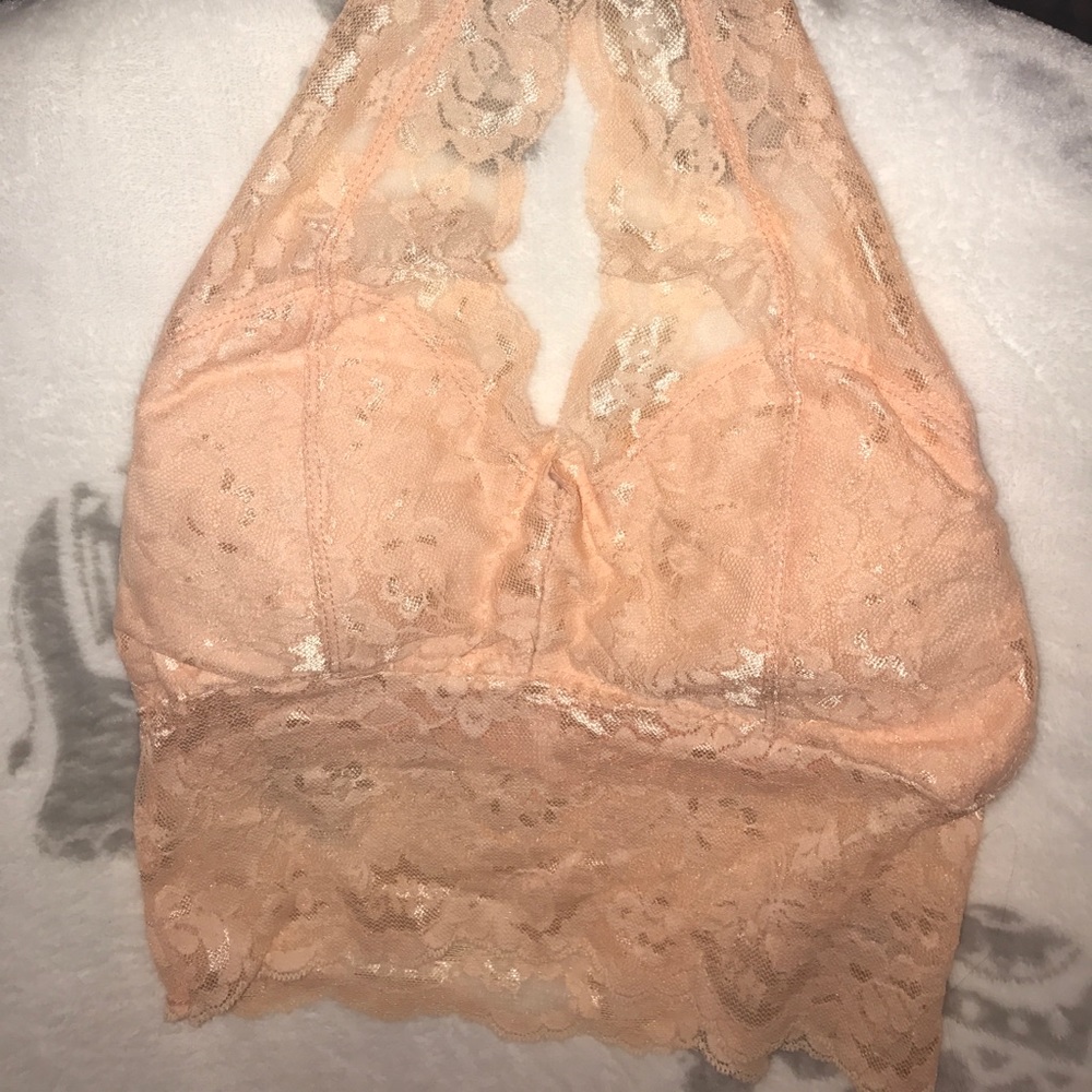 Lace peach crop top