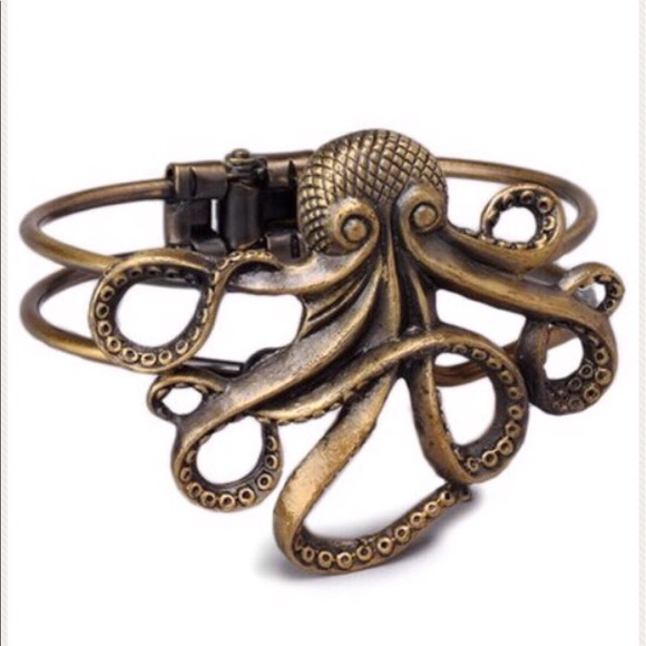 Octopus bracelet/Necklace antique bronze set of 2 - Picture 2 of 4