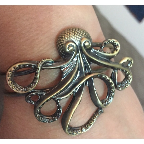 Octopus bracelet/Necklace antique bronze set of 2 - Picture 3 of 4