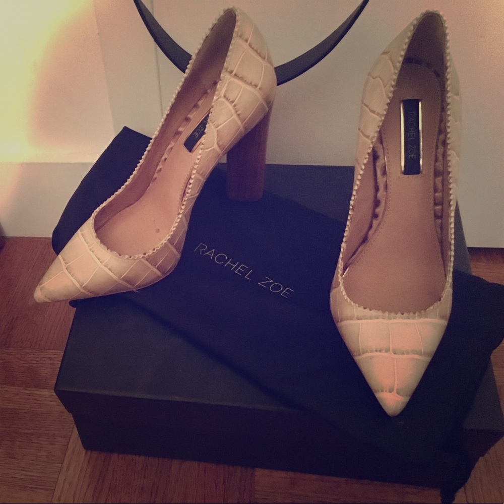 Rachel Zoe Nubuck Croc Emboss Heels
