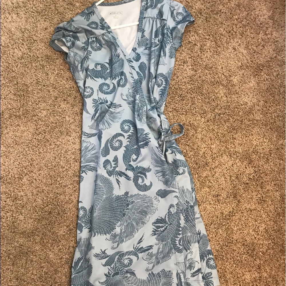 Athleta wrap blue paisley dress