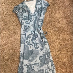 Athleta wrap blue paisley dress