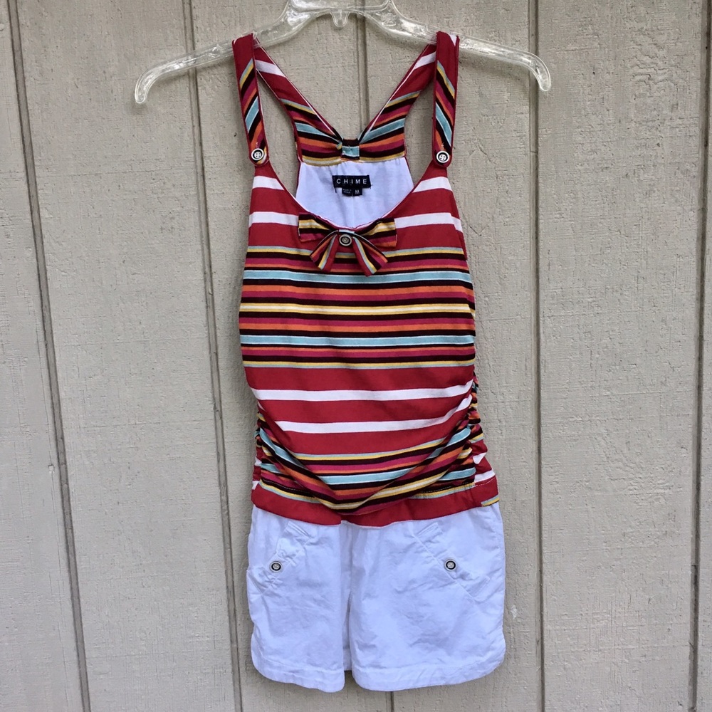 Romper • striped top, white bottom