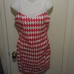 NWT "EVENT" RED & WHITE PATTERNED DRESS SIZE MED