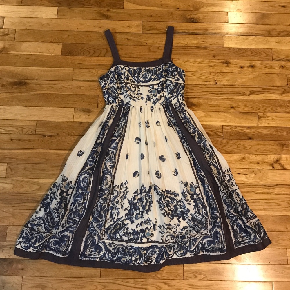 Anthro Maeve Catmint Fit Flare Floral 2 Midi Dress