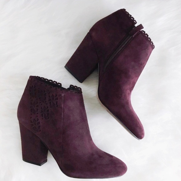 berry suede boots