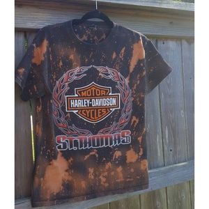 Bleached Harley Davidson Biker Trendy T-Shirt