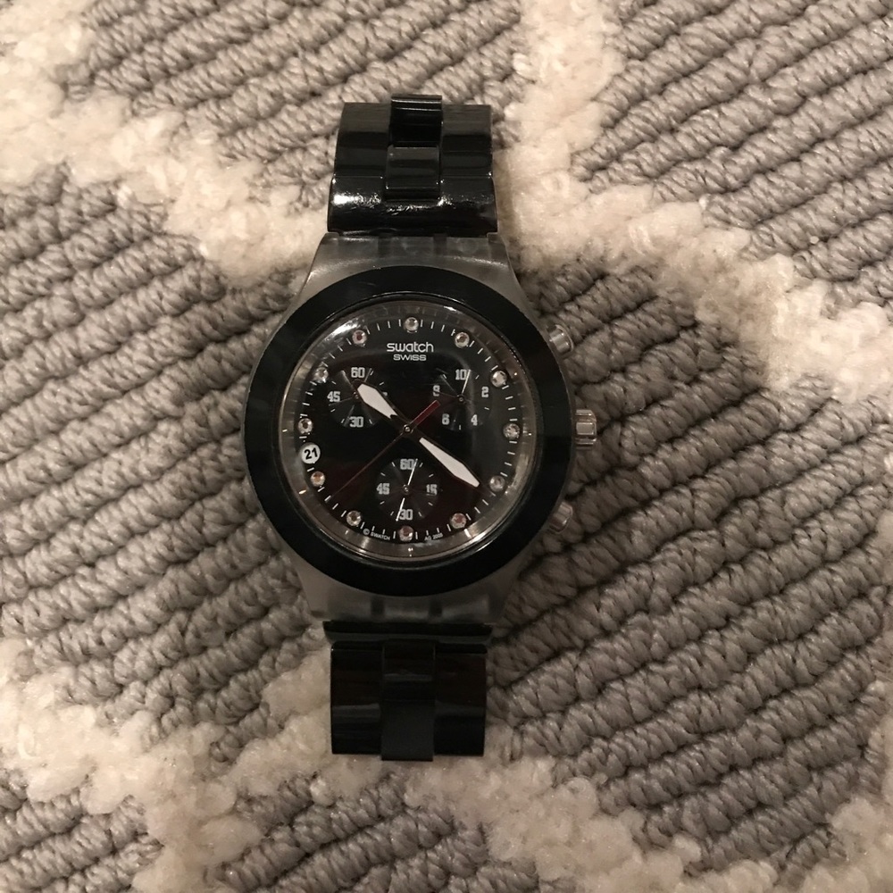 BLACK SWATCH WATCH - Picture 1 of 5