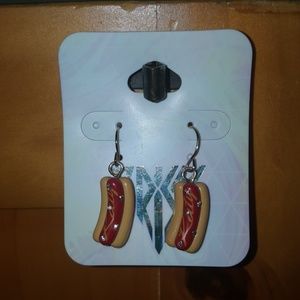 Katy Perry Prism collection hot dog earrings.