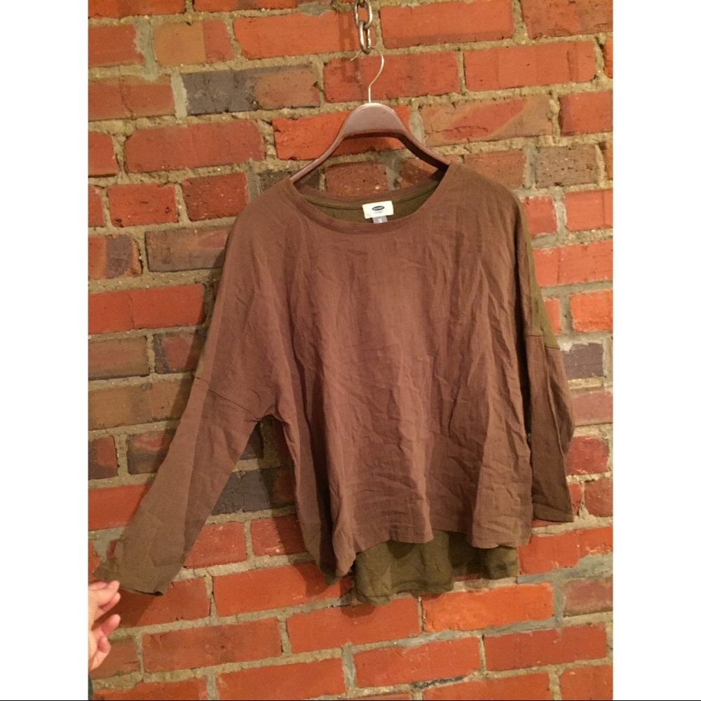 Dark green old navy shirt.