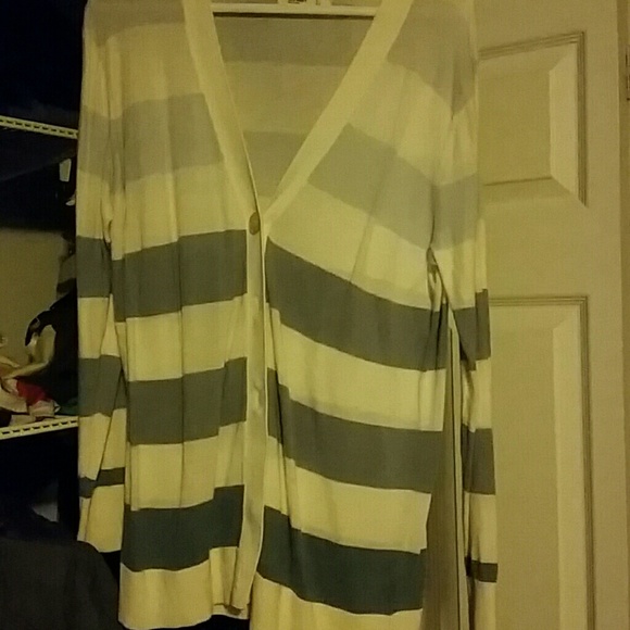 Old Navy Sweaters - white and blue cardigan