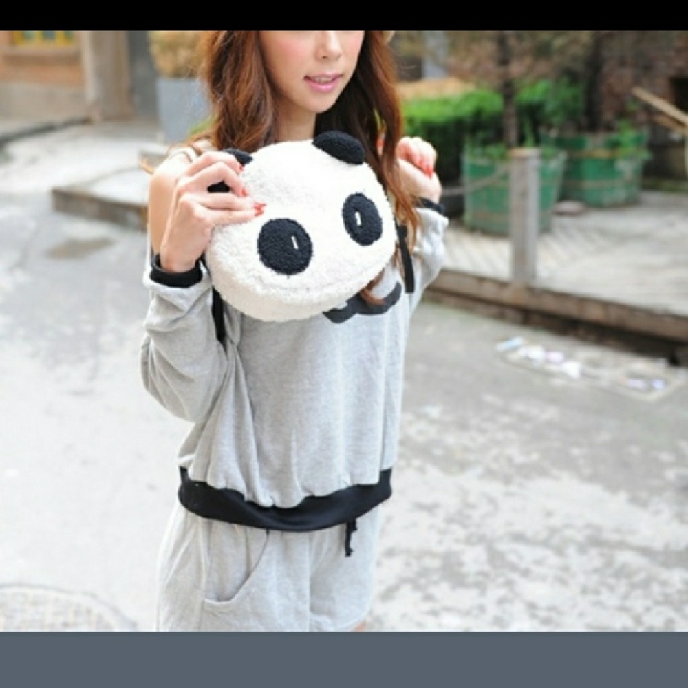 Cute fuzzy panda bag