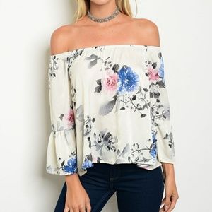 1 LEFT - Ivory Floral Off The Shoulder Top