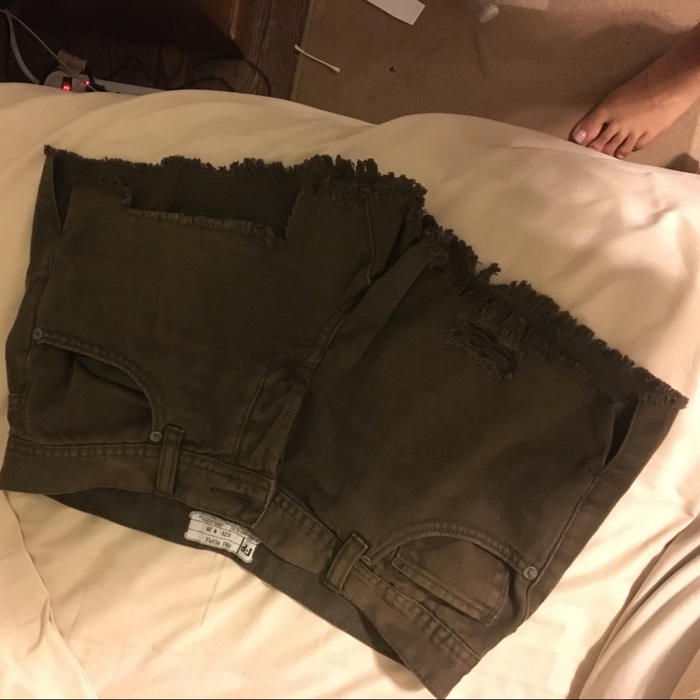Free people olive Jean shorts