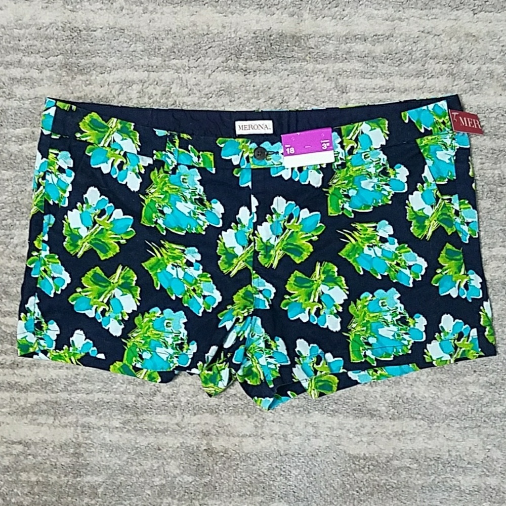 NWT Merona Navy Flower Patterned Shorts