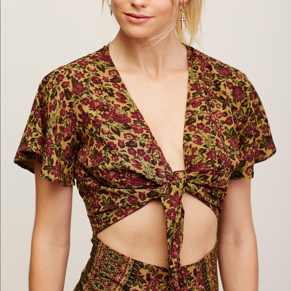 New Free People Surf Date Romper in Olive - Picture 3 of 8