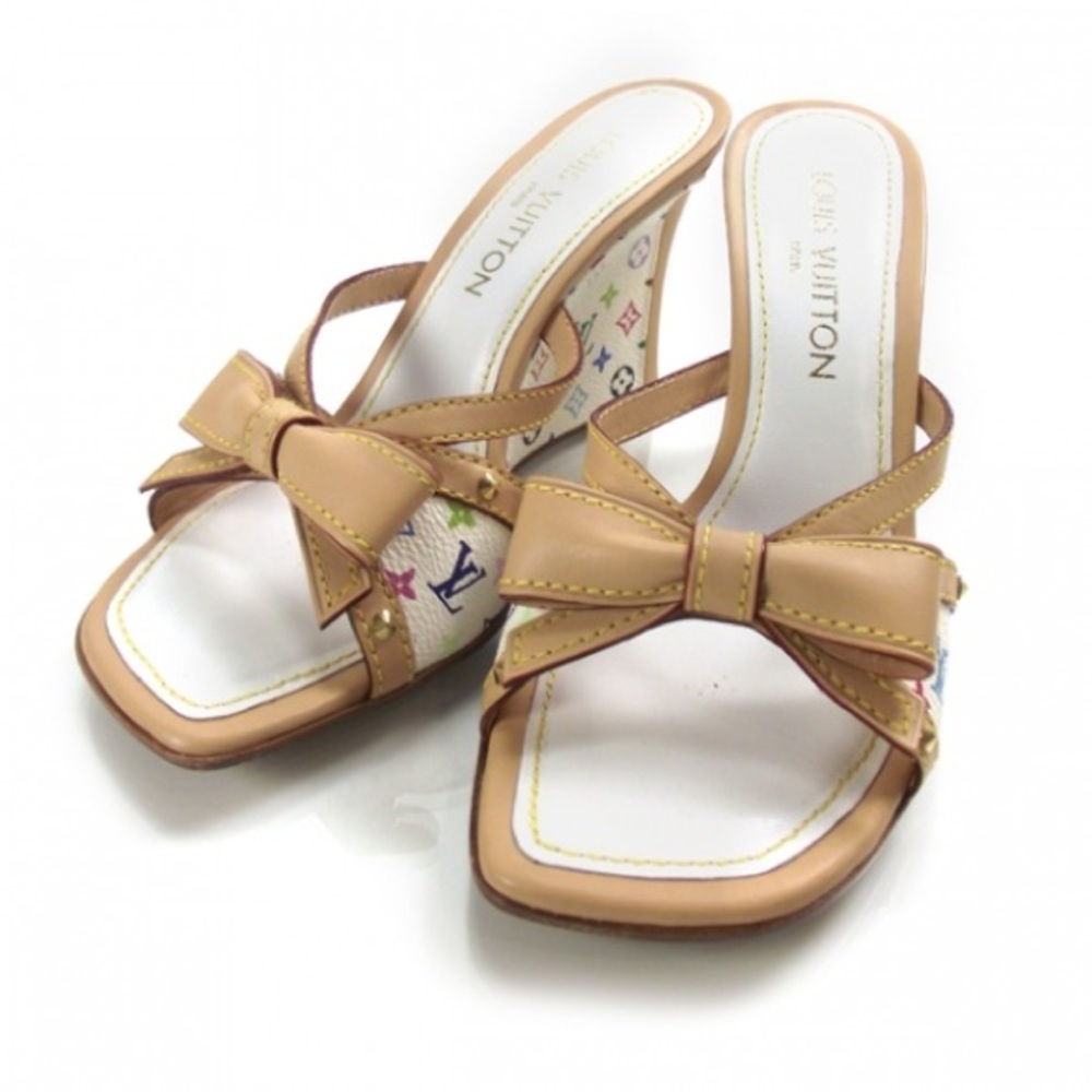 Louis Vuitton White Multicolor Wedge size 41