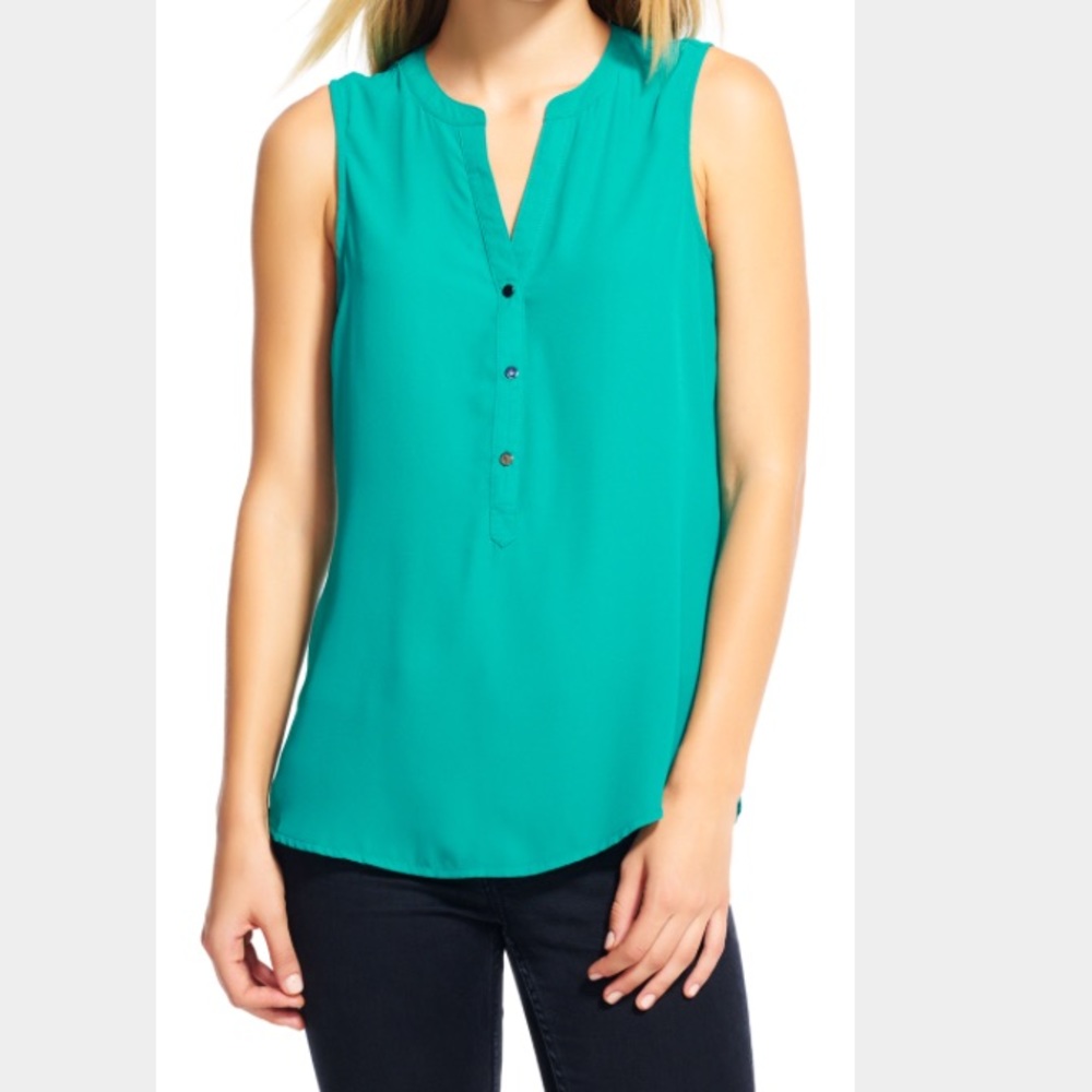 Adrianna Papell Sleeveless V-neck Blouse Large