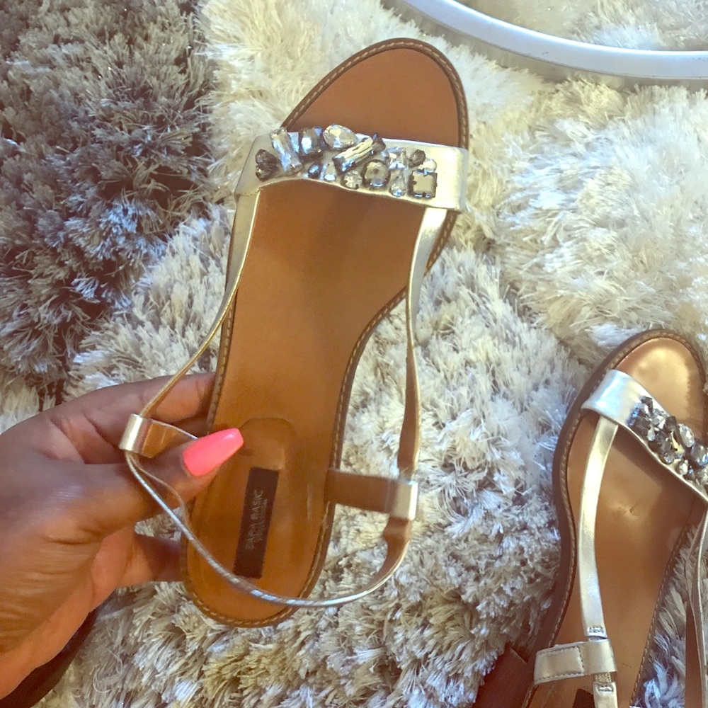 Silver beaded sandal make me an offer