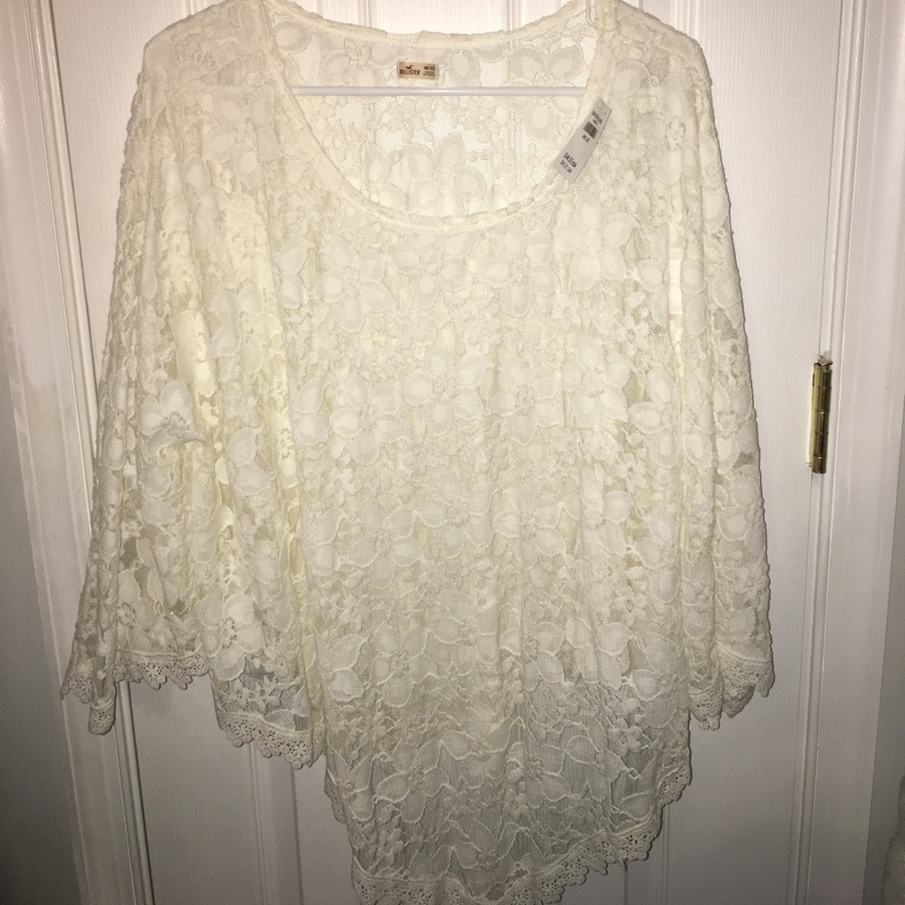 Hollister white poncho NWT. "One size fits all"