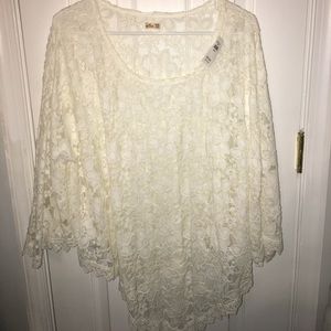 Hollister white poncho NWT. "One size fits all"
