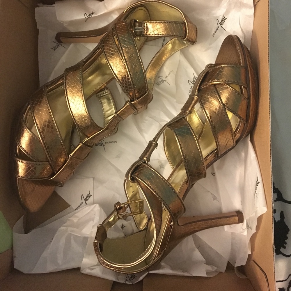 Jacqueline Ferrar Gold Strappy Heels