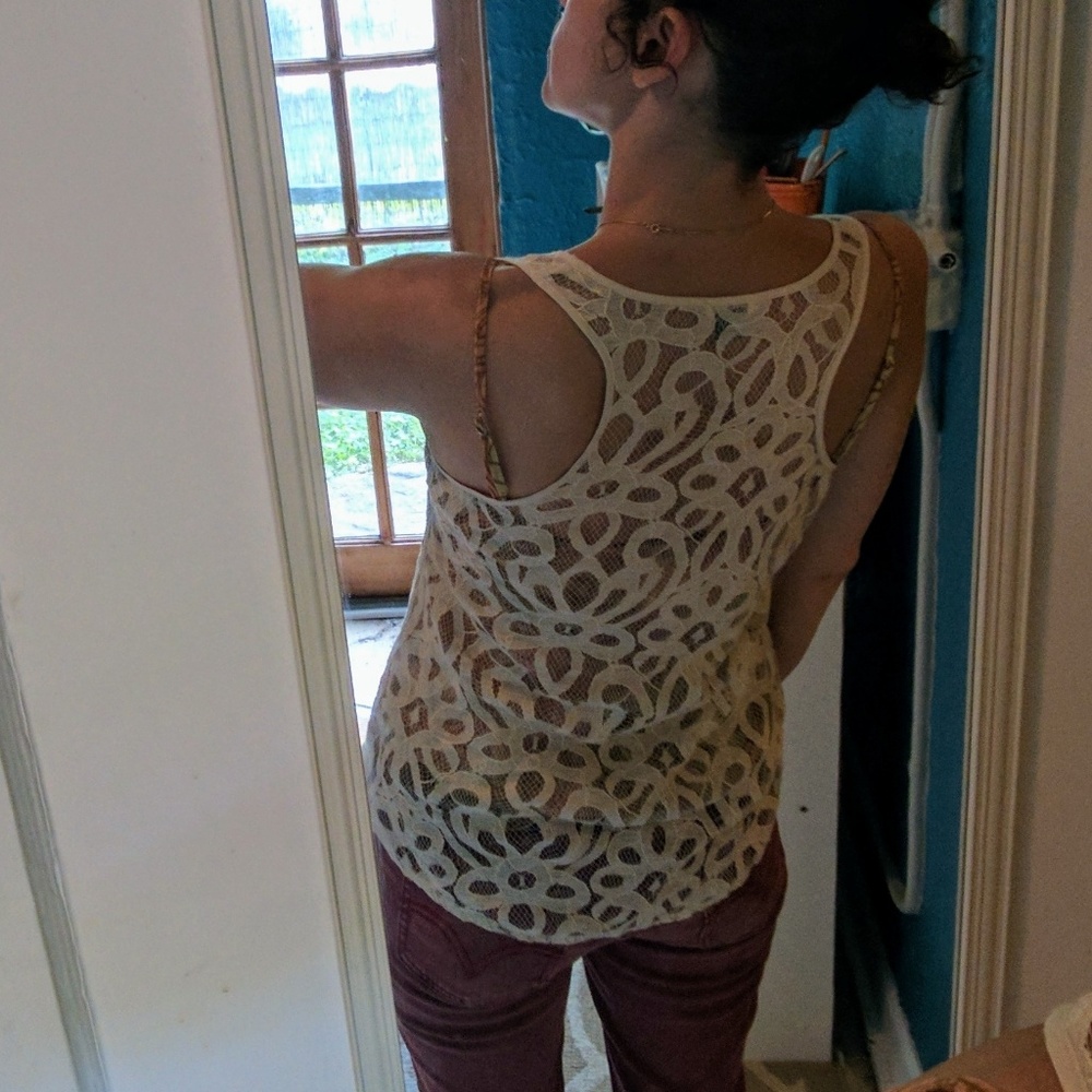 Fossil Cream Lace and mesh vintage style tank - Picture 6 of 8