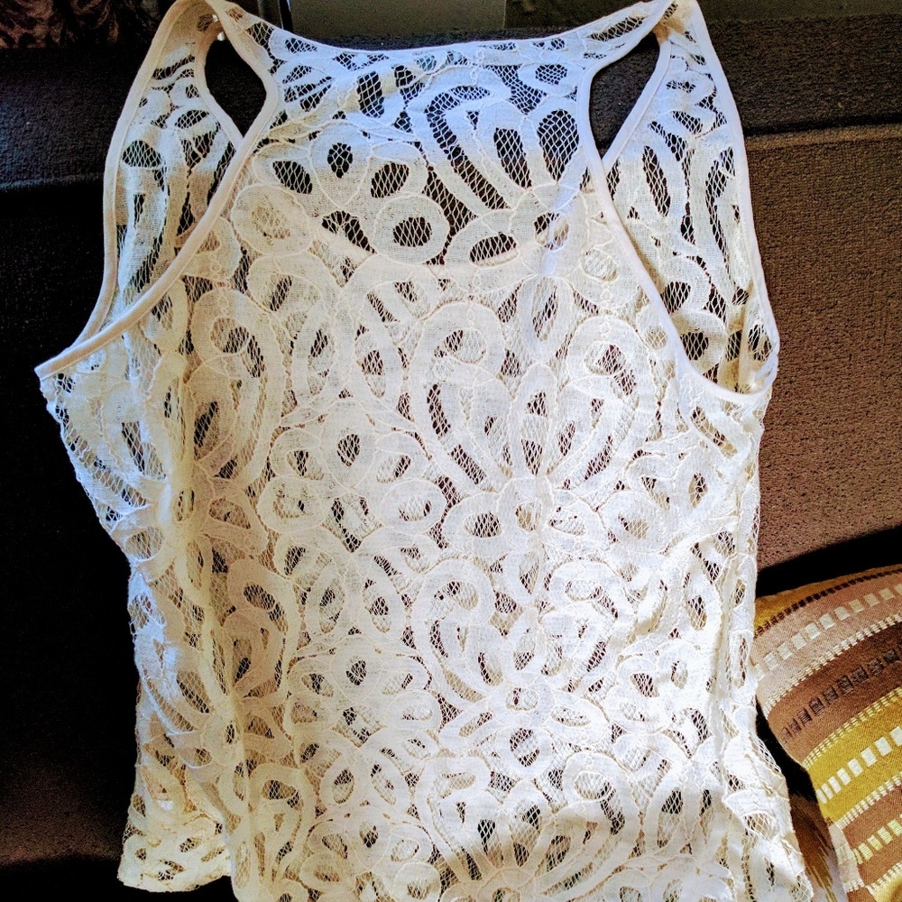 Fossil Cream Lace and mesh vintage style tank - Picture 8 of 8