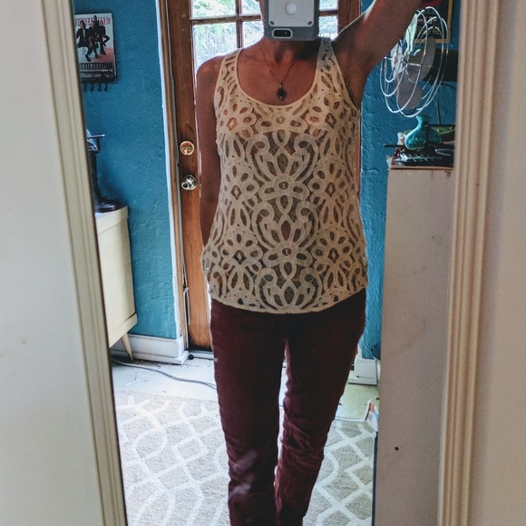 Fossil Cream Lace and mesh vintage style tank - Picture 4 of 8