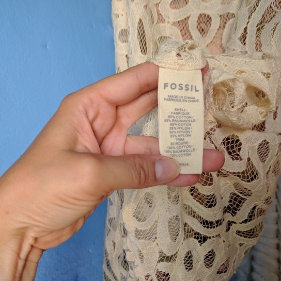 Fossil Cream Lace and mesh vintage style tank - Picture 7 of 8
