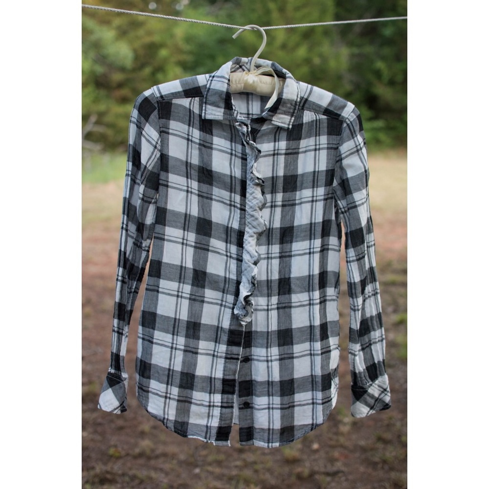 Black and White Button-Down Blouse