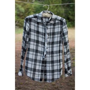 Black and White Button-Down Blouse