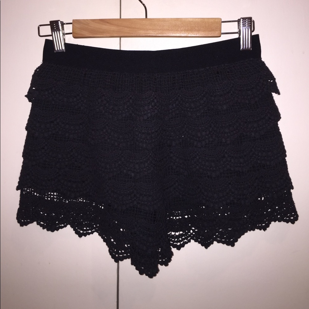 Aqua black lace shorts