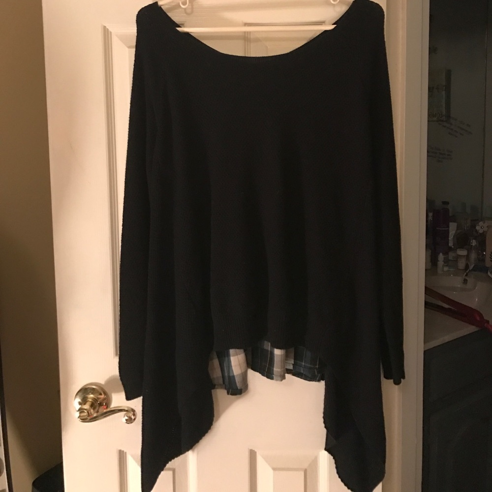 Black sweater with Flannel back