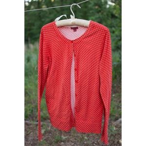 Red and White Polka Dot Cardigan