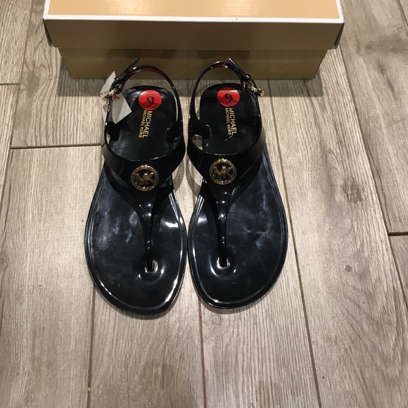 š„final saleš„Michael Kors Black Gold Sandals NWT - Picture 2 of 5