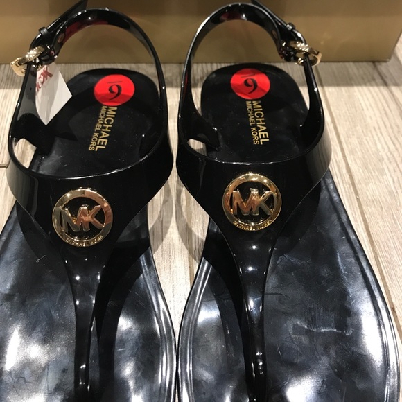 š„final saleš„Michael Kors Black Gold Sandals NWT - Picture 3 of 5