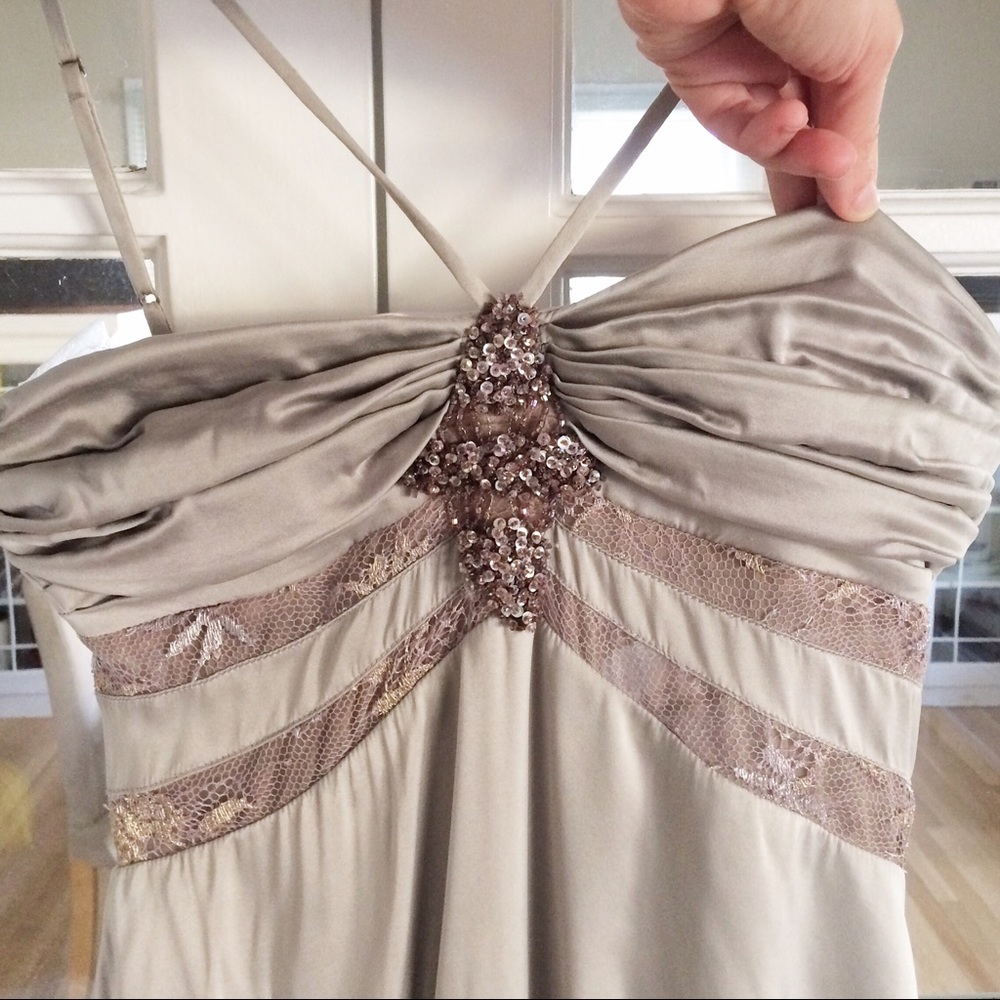 Sexy Lavender Silver Slip Silk Lace Dress