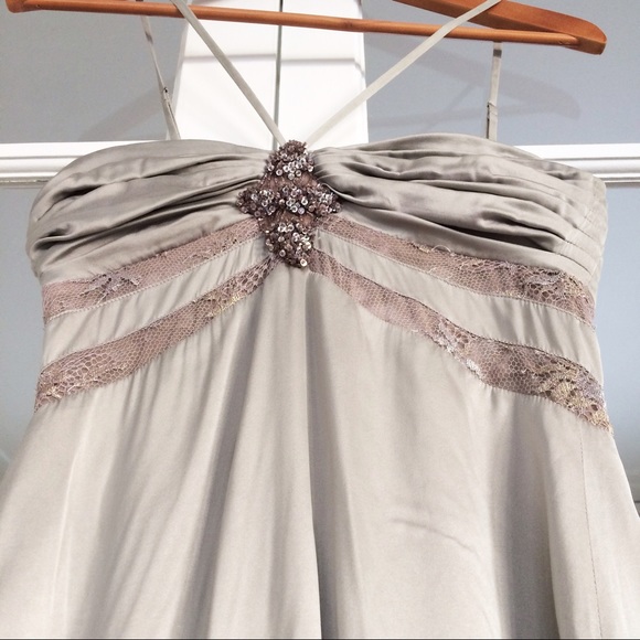 Sexy Lavender Silver Slip Silk Lace Dress - Picture 4 of 8