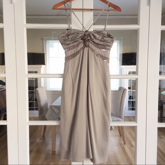 Sexy Lavender Silver Slip Silk Lace Dress - Picture 2 of 8