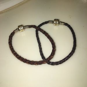 2 Leather Pandora Bracelets
