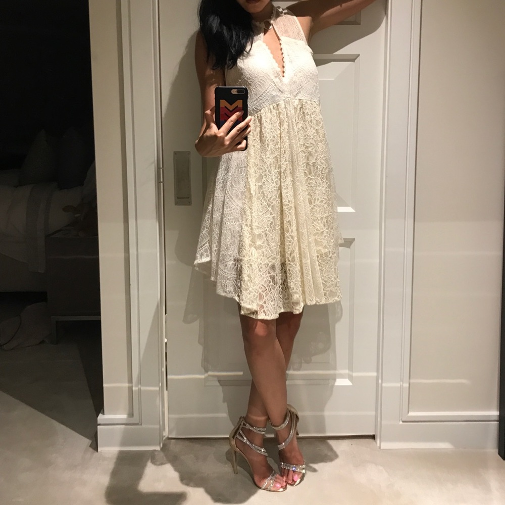 🐘 Free People neutral lace dress size small