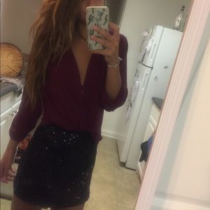 maroon blouse