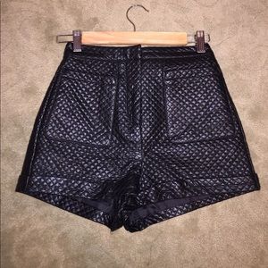 Topshop black pleather high wasted shorts