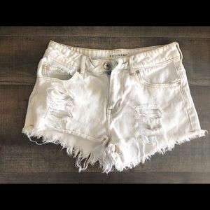 High rise distressed shorts