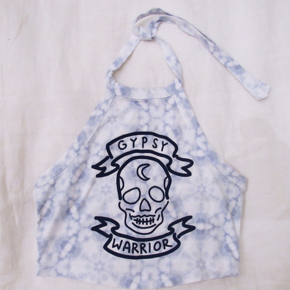 Gypsy Warrior Blue & White Tie Dye Halter Crop