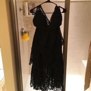 black lace dress with illusion bottom
